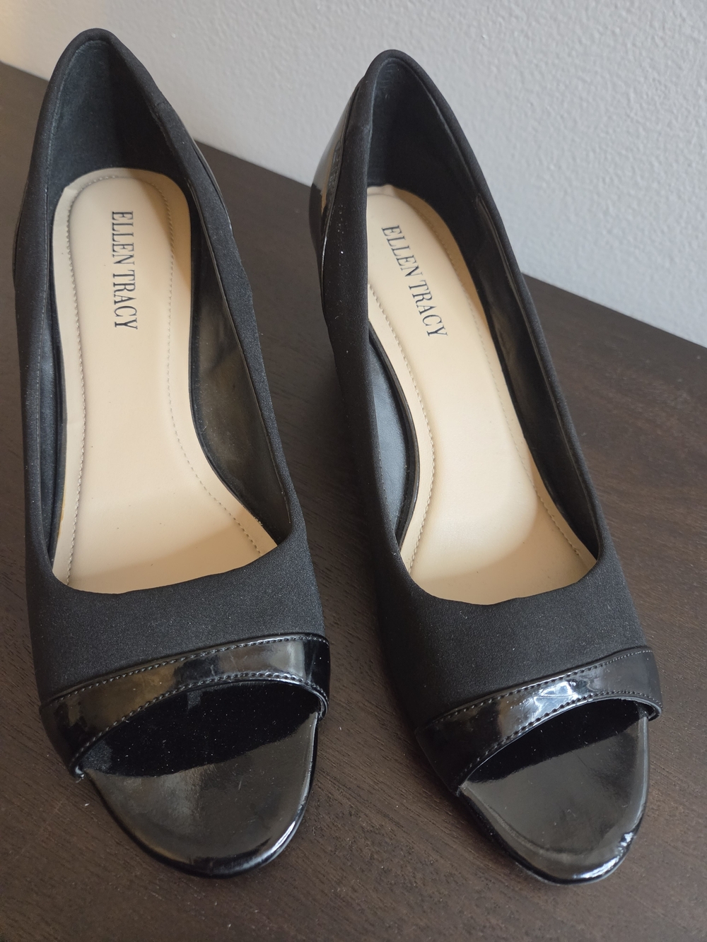 Ellen Tracy Black Peep-Toe Pumps